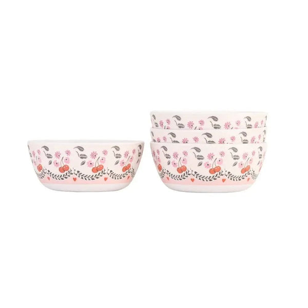 Cath Kidston Set 4 Melamine Cereal Bowl In Cherry White