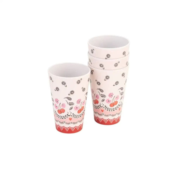 Cath Kidston Set 4 Melamine Tumbler 245ml In Cherry White