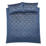 Catherine Lansfield Art Deco Pearl Quilt Duvet Set Navy