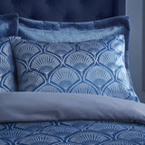 Catherine Lansfield Art Deco Pearl Quilt Duvet Set Navy