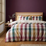 Catherine Lansfield Autumn Check Reversible King Duvet Cover Set In Plum