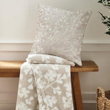 Catherine Lansfield Brooke Floral Fleece Blanket Throw In Natural