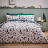 Catherine Lansfield Brushed Cotton Christmas Holly & Mistletoe Double Duvet Set