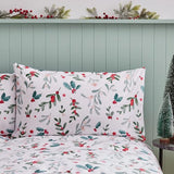 Catherine Lansfield Brushed Cotton Christmas Holly & Mistletoe Single Duvet Set
