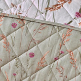 Catherine Lansfield Brushed Grasmere Floral Cotton Reversible Quilted Bedspread In Green