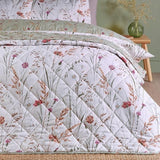 Catherine Lansfield Brushed Grasmere Floral Cotton Reversible Quilted Bedspread In Green