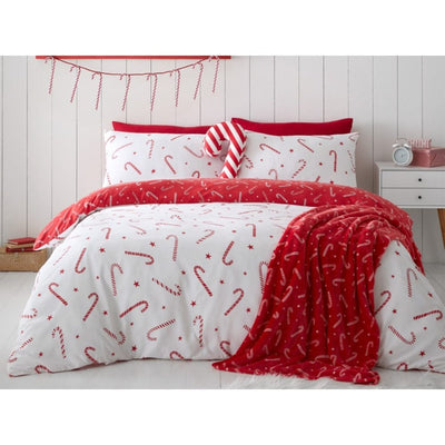 Catherine Lansfield Christmas Candy Cane Duvet Set
