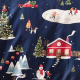 Catherine Lansfield Christmas Ski Village Reversible Double Duvet Set In Navy