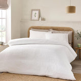 Catherine Lansfield Crinkle Seersucker Double Duvet Cover Set In white