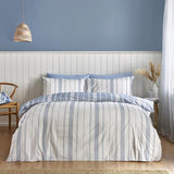 Catherine Lansfield Harbour Stripe Reversible King Duvet Cover Set In Blue