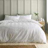 Catherine Lansfield Heatset Wave Double Duvet Cover Bedding Set White