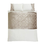 Catherine Lansfield Lattice Cut Velvet Duvet Cover Set in Natural