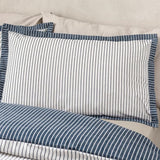 Catherine Lansfield Oxford Pinstripe Reversible King Duvet Cover Set In Navy Blue