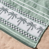 Catherine Lansfield 'Palm Trees' Cotton Beach Towel in Sage