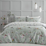 Catherine Lansfield Songbird Floral Reversible Sage Duvet Cover Set