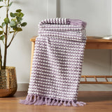 Catherine Lansfield Stab Stitch Throw In Lilac