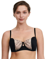 Chantelle Tattoo Love Half Cup Bra In Black/Golden Beige