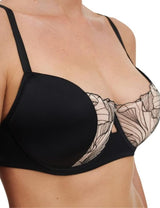 Chantelle Tattoo Love Half Cup Bra In Black/Golden Beige