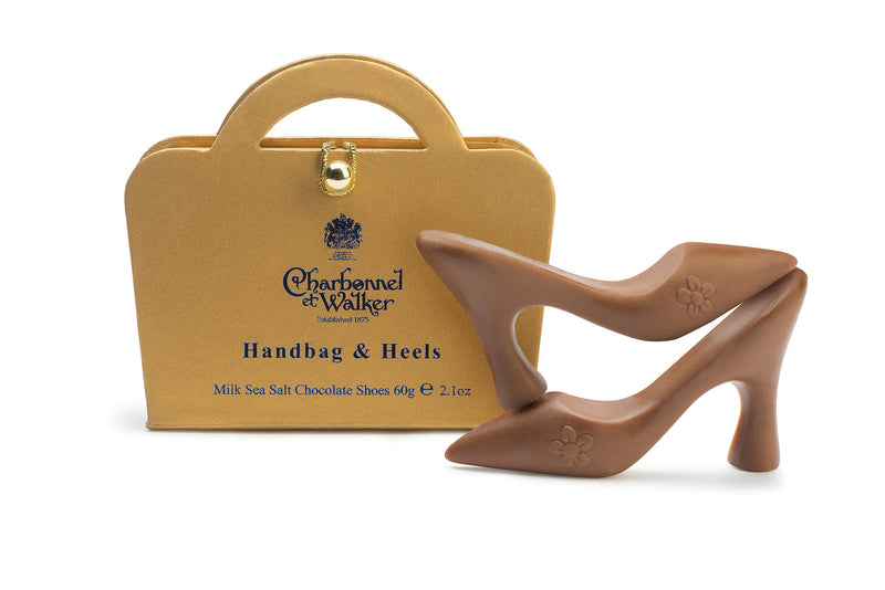 Charbonnel et Walker Gold Handbag & Milk Sea Salt Caramel Chocolate Heels 60G