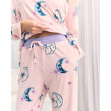 Chelsea Peers Astral Hearts Print Long Pyjama Set In Pink