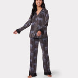 Chelsea Peers Black Sparkle Zebra Print Long Pyjama Set