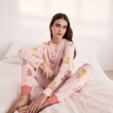 Chelsea Peers Celestial Bear Print Long Pyjama Set In Pink