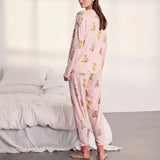 Chelsea Peers Celestial Bear Print Long Pyjama Set In Pink