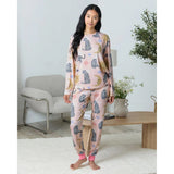 Chelsea Peers Celestial Leopard Print Long Pyjama Set In Pink