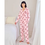 Chelsea Peers Chilli Heart Print Long Pyjama Set In Pink
