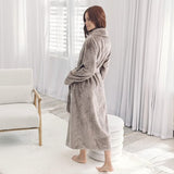 Chelsea Peers Fleece Long Dressing Gown In Beige