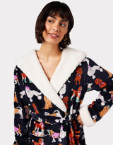 Chelsea Peers Fleece Navy Posh Dogs Print Robe
