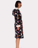 Chelsea Peers Fleece Navy Posh Dogs Print Robe
