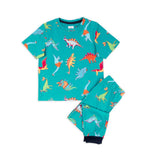 Chelsea Peers Kids Dinosaur Print Long Pyjama Set In Teal