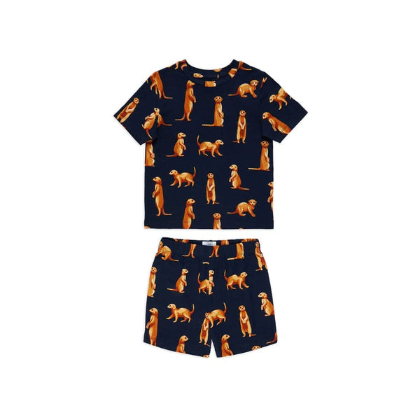 Chelsea Peers Kids Meerkat Print Short Pyjama Set In Navy