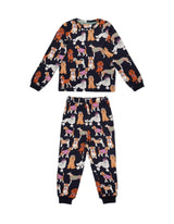 Chelsea Peers Kids' Navy Posh Dogs Print Long Pyjama Set