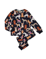 Chelsea Peers Kids' Navy Posh Dogs Print Long Pyjama Set