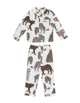 Chelsea Peers Kids' Organic Cotton Cream Leopard Print Long Pyjama Set