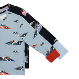 Chelsea Peers Kids Two Pack Racing Frogs / Safari Drive Print Long Pyjama Set In Blue