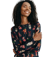 Chelsea Peers Long Pyjama Set in Dog Christmas Print
