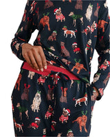 Chelsea Peers Long Pyjama Set in Dog Christmas Print