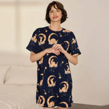 Chelsea Peers Lunar Bunny Print Nightshirt In Navy