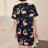 Chelsea Peers Lunar Bunny Print Nightshirt In Navy