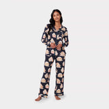 Chelsea Peers Navy Christmas Gingerbread Houses Print Long Pyjama Set