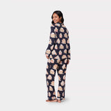 Chelsea Peers Navy Christmas Gingerbread Houses Print Long Pyjama Set