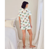 Chelsea Peers Organic Cotton Bubble Bath Leopards Print Short Pyjama Set