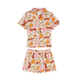 Chelsea Peers Organic Cotton Cheesecloth Siesta Tiger Print Short Button Up Pyjama Set