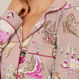 Chelsea Peers Organic Cotton Leopard After Party Print Long Pyjama Set