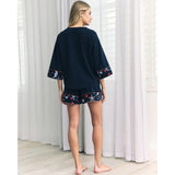 Chelsea Peers Organic Cotton Mystic Moon Print Tie-front Short Pyjama Set