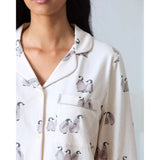 Chelsea Peers Organic Cotton Penguin Print Long Pyjama Set