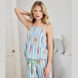 Chelsea Peers Organic Cotton Swimming Society Stripe Cami Long Pyjama Set